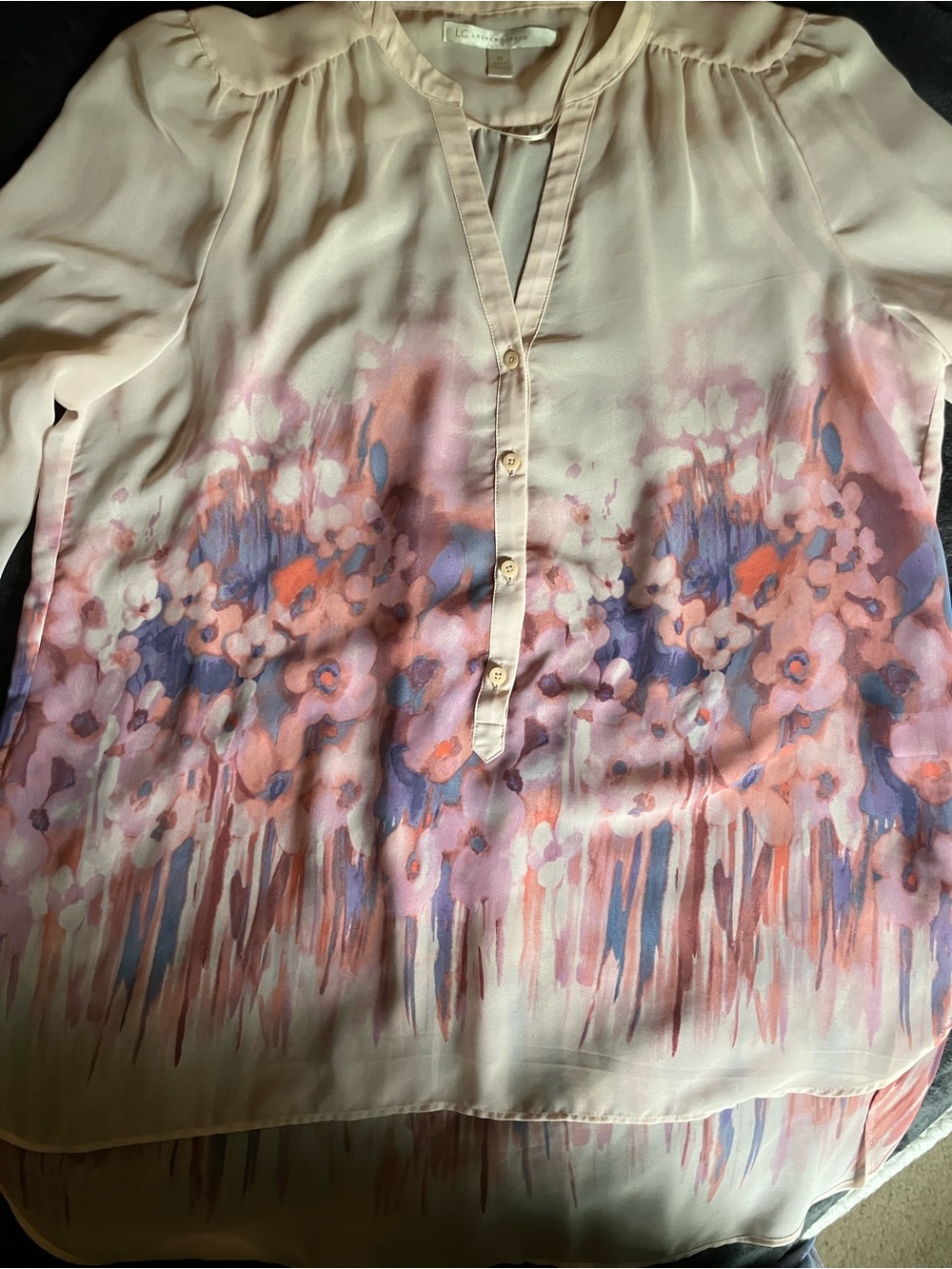 LC Lauren Conrad Sheer Floral Button-Front Blouse - Pink & Lavender